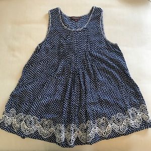 Anthropologie blue and white tank